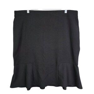 Womens NYCC Black Ruffle Hem Skirt Back Chain Belted Polyester Stretch Size XL